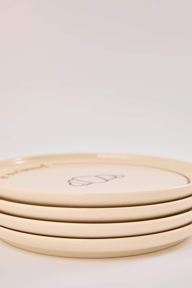 4'lü Slogan Desenli Seramik Pasta Tabağı Seti TPHAW26TBK00049 - 5