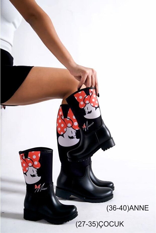 Mother Daughter Combination Waterproof Rain Boots Signed by Minnie