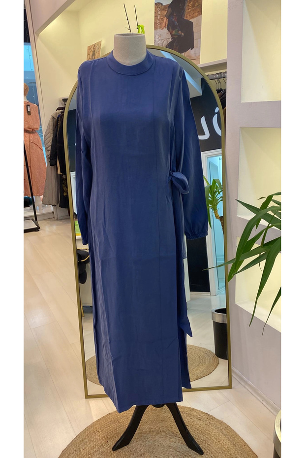 İNVEE MODAL ELBİSE KEMERLİ SAKS 6958 - 6