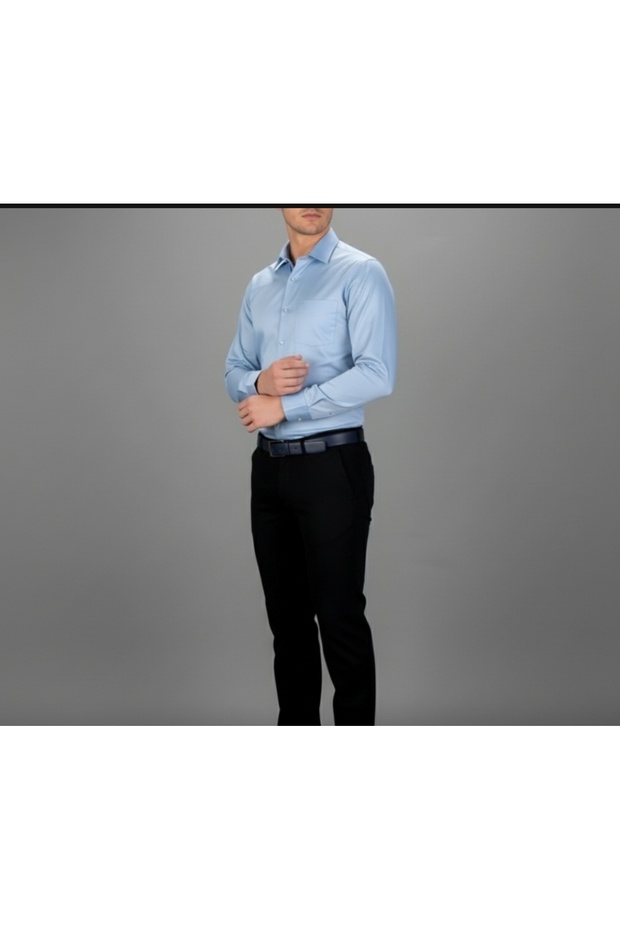 Güncüoğlu Long Sleeve Pocketed Cotton Satin Classic Men's Shirt