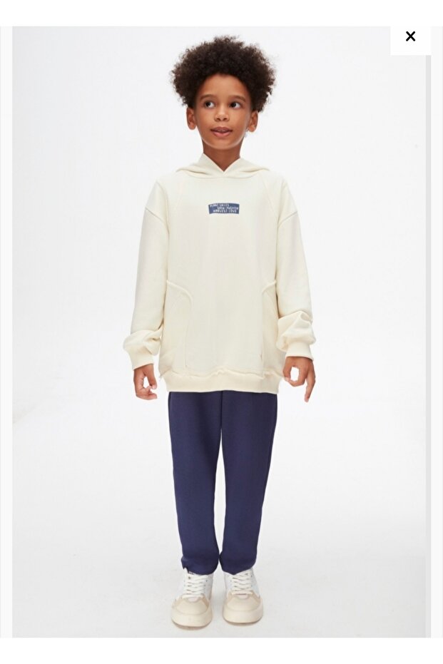 Boy's Hooded Washable Woven Fabric Sweatshirt with Pencil Pocket
