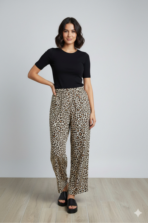 Cotton Summer Leopard Patterned Trousers