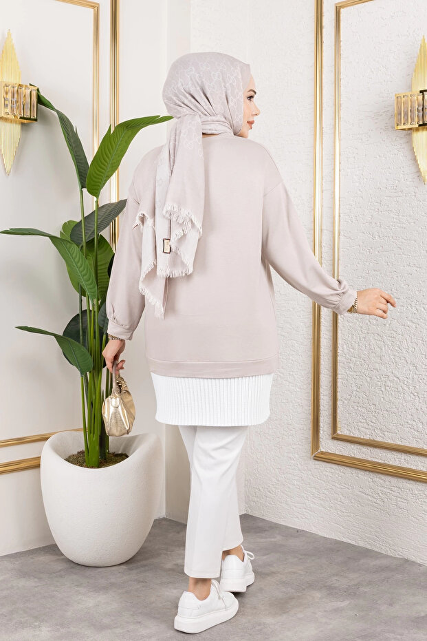 Kadın Piliseli Modal Kumaş Tunik - 5