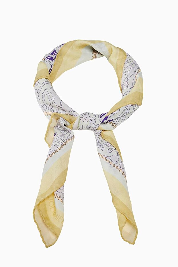 Eșarfă modală cu model Enjoy Yellow - 4