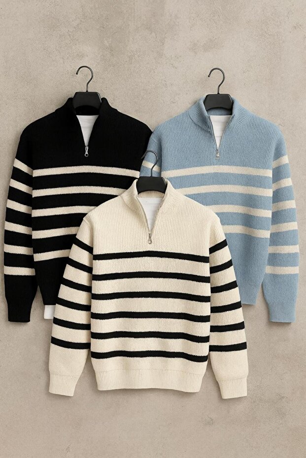 3-Piece Advantageous Set Men's Casual Half-Zip Winter Thessaloniki Sweater