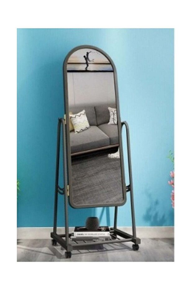 Elegant Reflections Floor Mounted Mirror with Installation Kit Black