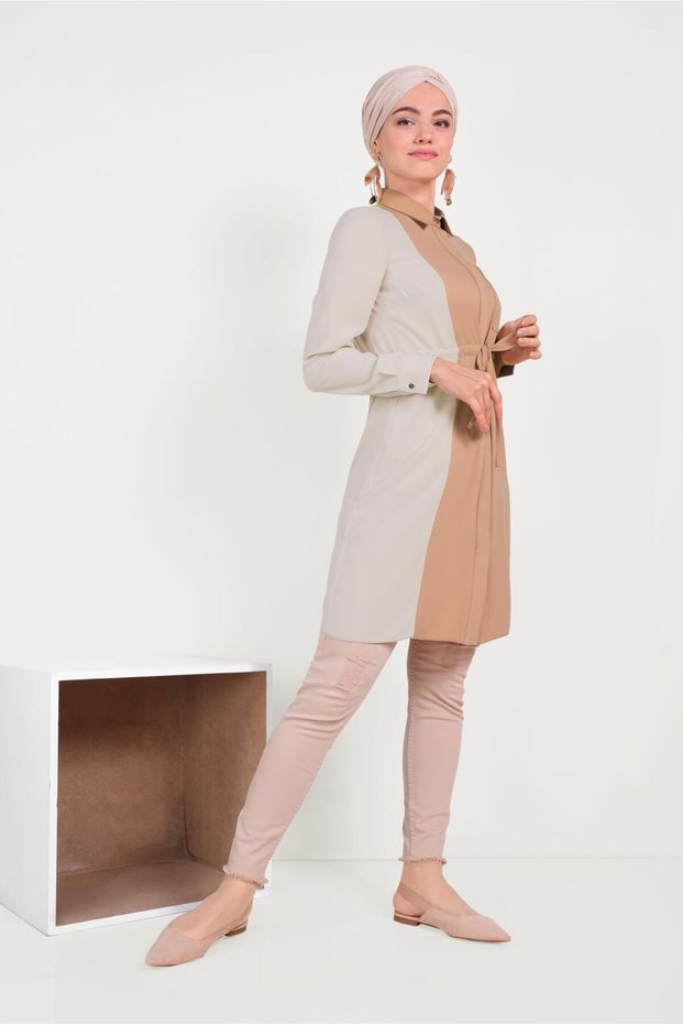 Cotton Waist with Latch Two Color Tunics 40560