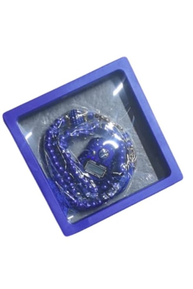 Digital Elegance 99 Glass Bead Tasbeeh Gift Set with Digital Counter Blue
