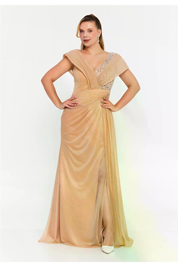 6133SIM İŞLEMELİ SİM TÜL ELBİSE - 1