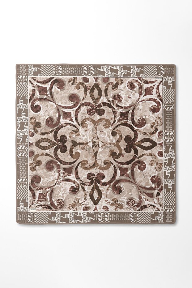 وشاح حريري منقوش بالقهوة والحليب - 3