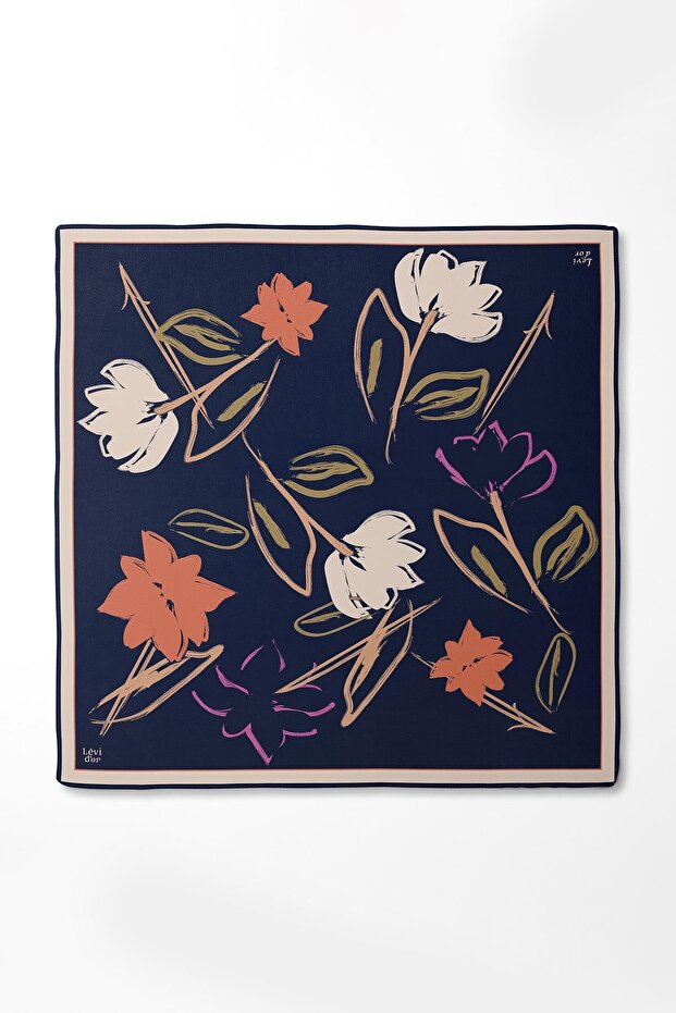 وشاح حريري بنمط زهرة المنك - 3