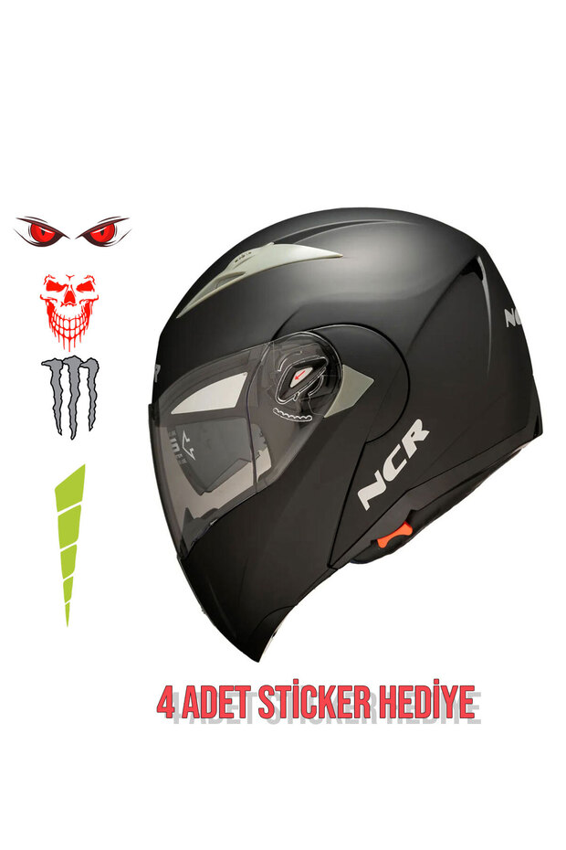 Çene Açılır Mat Kask (ECE BELGELİ) - 1