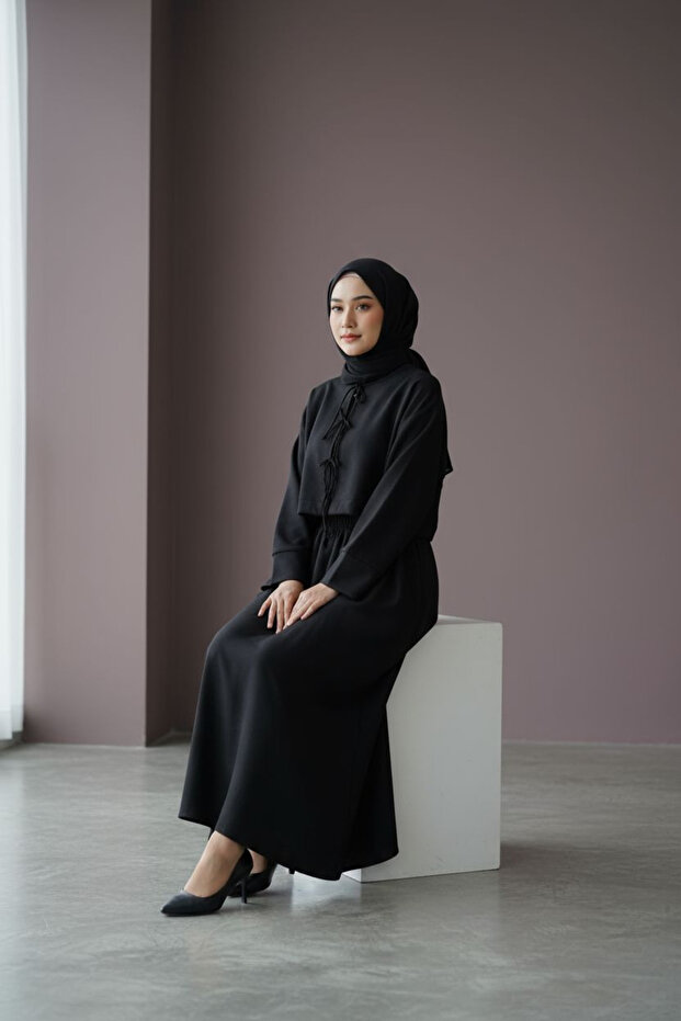 Set de fuste și bluză pentru femei in guler rotund Set din două piese cu talie elastică cu șireturi, confortabil, pentru zi cu zi - 7