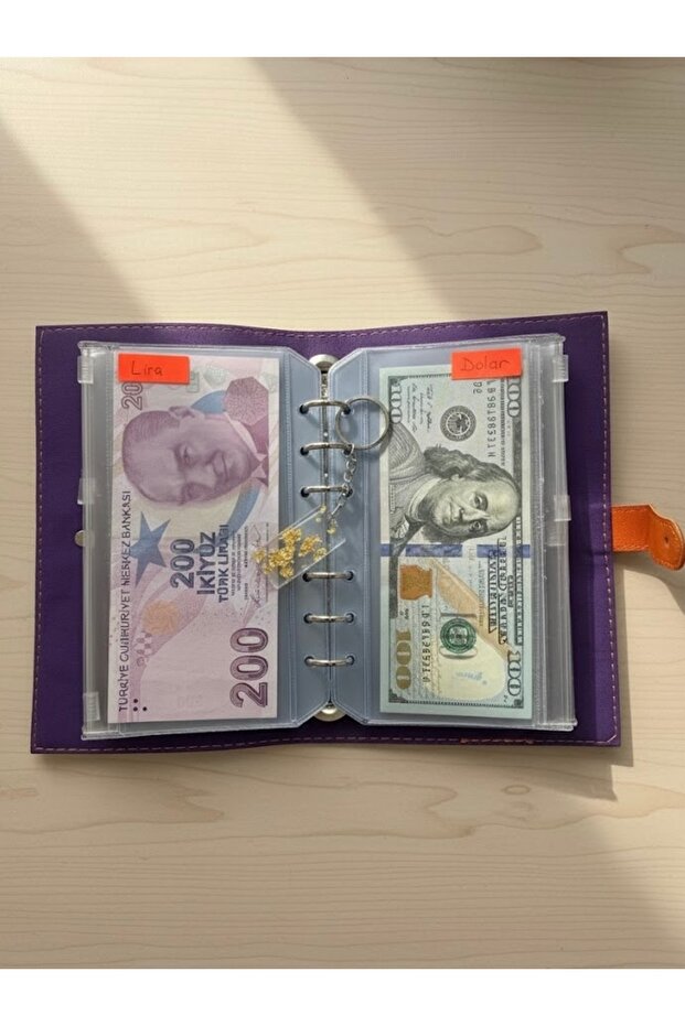 budi.crafts Bütçe Ajandası | Bütçe Planlayıcı Cüzdan (Mor-Turuncu Kilit)