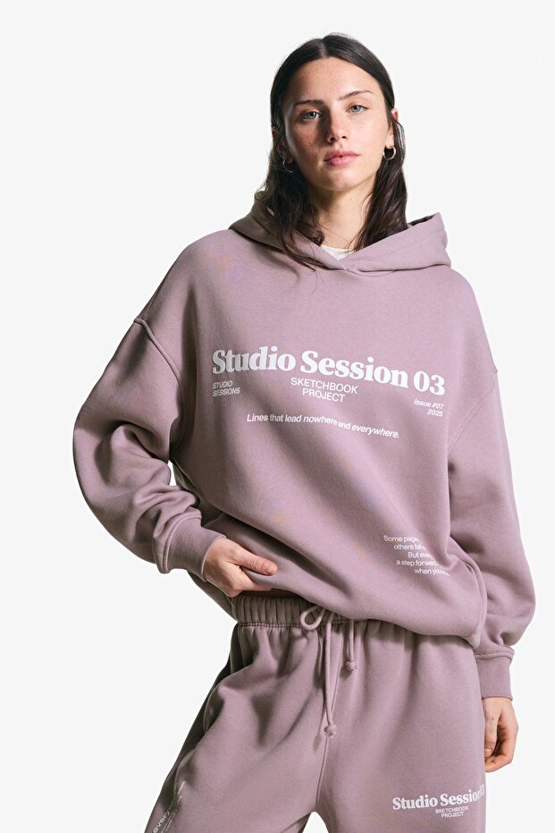 Baskılı kapüşonlu sweatshirt - 4