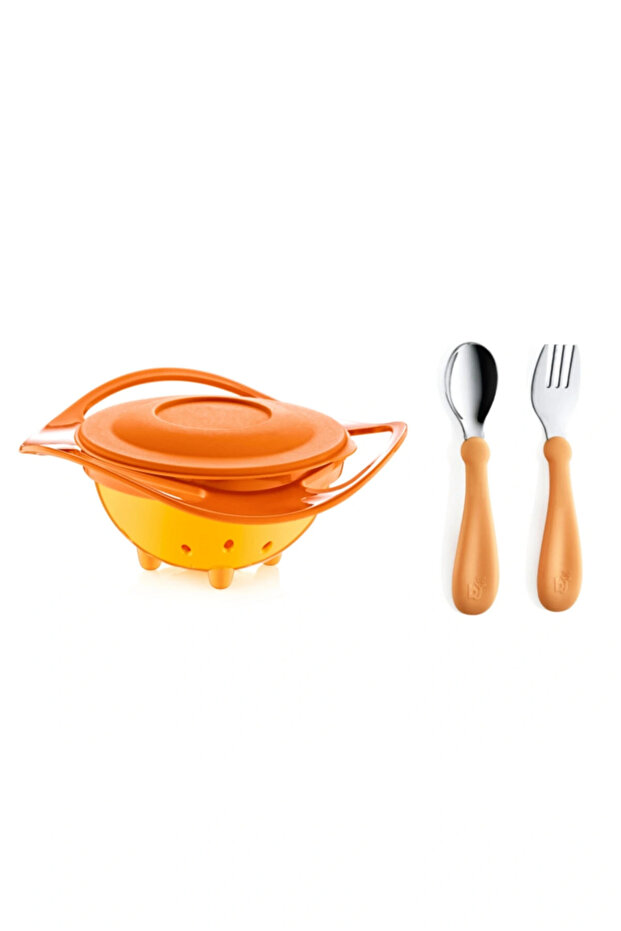 Non-Spill Plate & Steel Cutlery Set