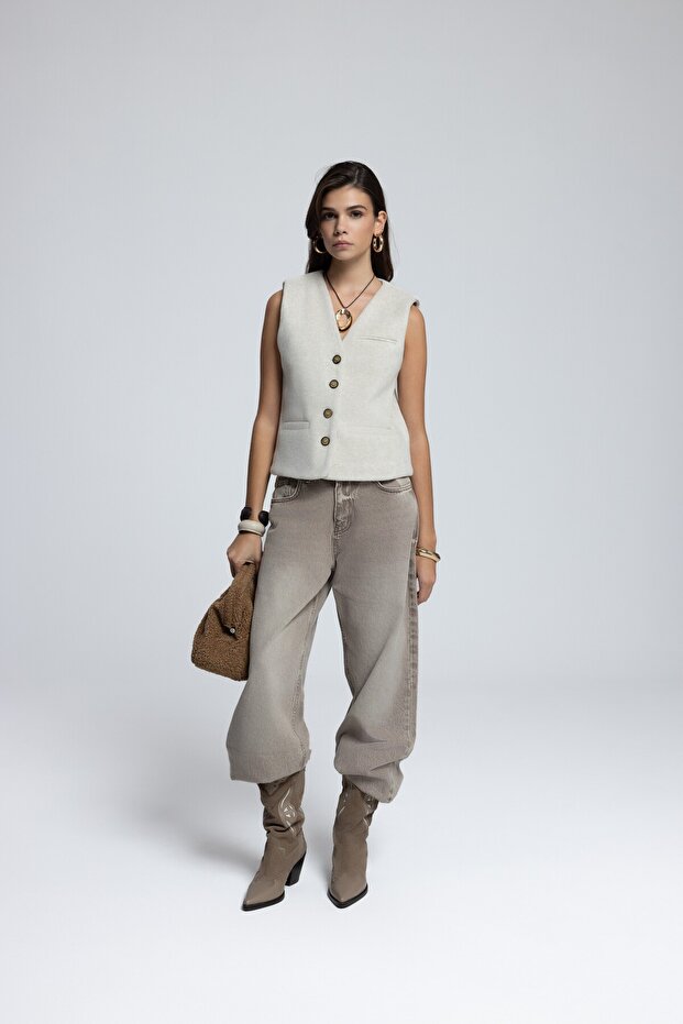 Pace Bej Kısa Yelek - 2