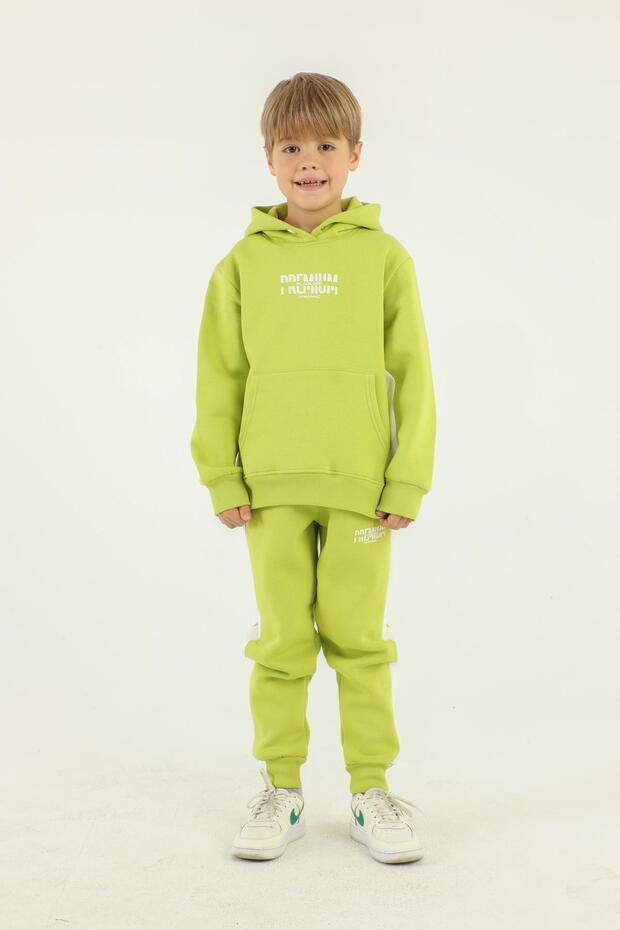 Hooded Cargo Pocket Print Detailed Boy's Tracksuit Set