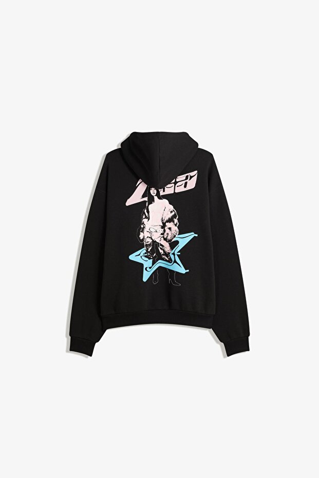 Düz kapüşonlu sweatshirt - 5