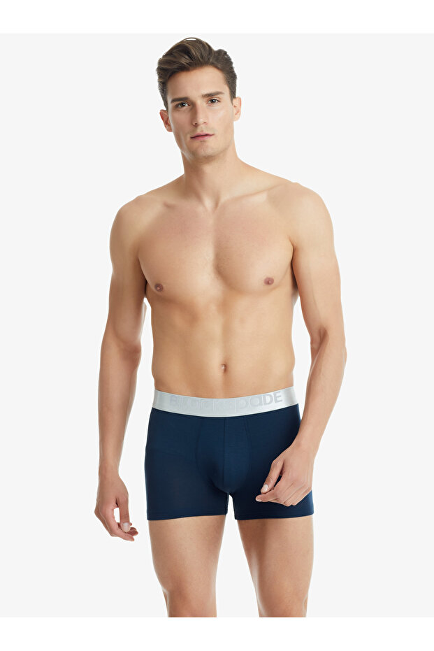 Erkek Modal Elastan Boxer Silver 9302 - Lacivert - 1