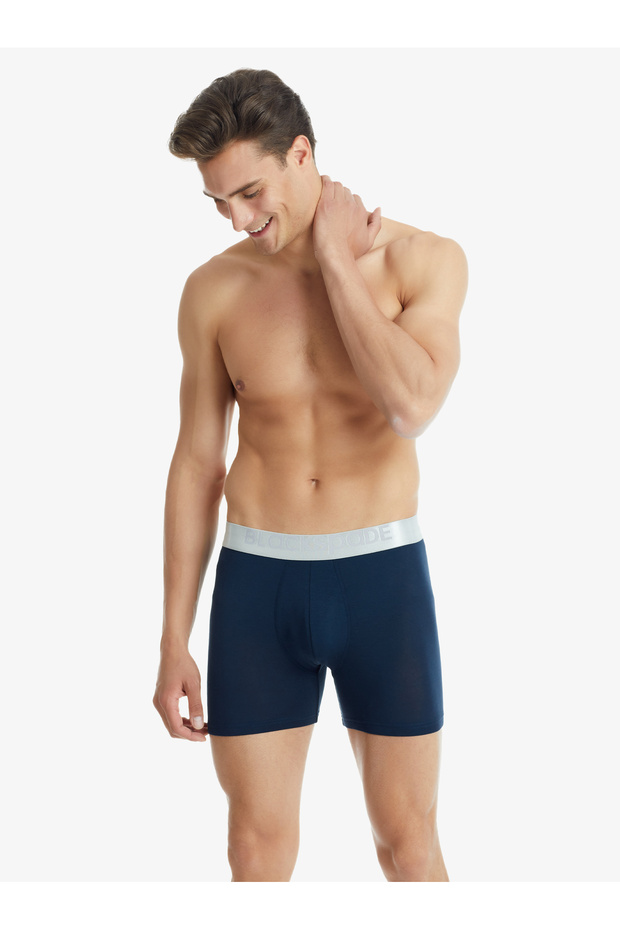 Erkek Modal Elastan Boxer Silver 9303 - Lacivert - 1