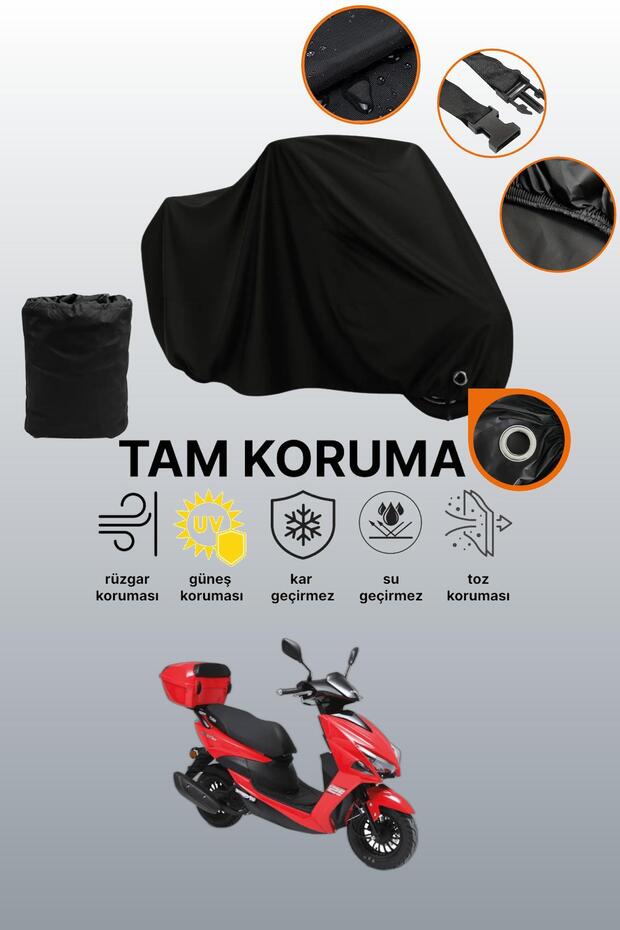 Black Lock Compatible Kuba Pesaro 125 X Compatible Motorcycle Tarpaulin, Protective Cover