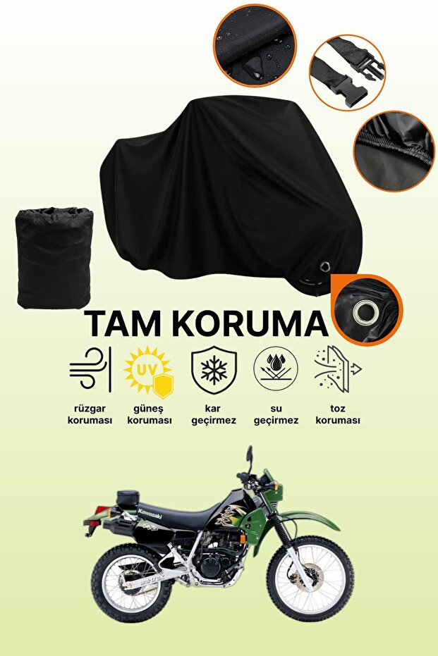 Black Lock Compatible Kawasaki Klr 250 Compatible Motorcycle Tarpaulin, Protective Cover