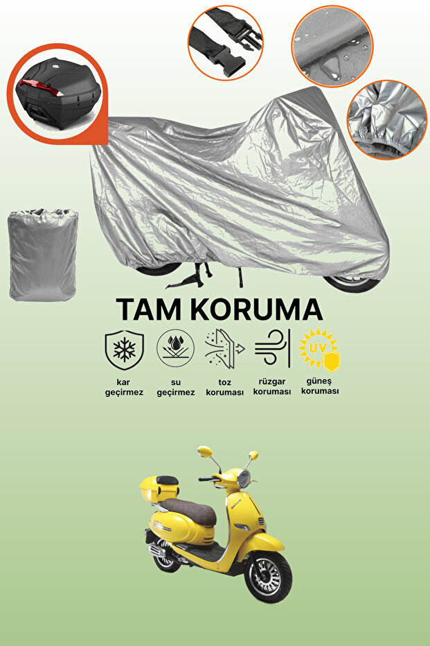 Gray Rear Bag Compatible Kuba Bluebird Compatible Motorcycle Cover, Protective Cover