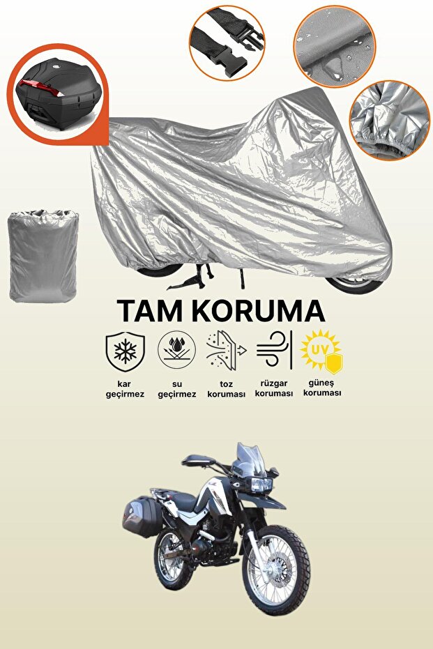 Gray Rear Bag Compatible Rks Winner 200 Compatible Motorcycle Cover, Protective Cover