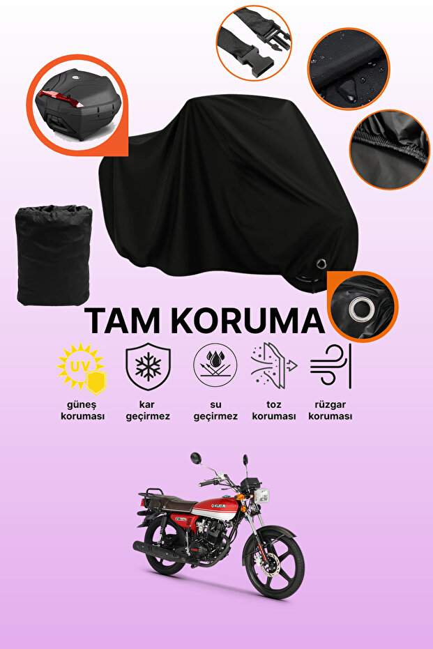 Black Lock and Tail Bag Compatible Kuba Cg 50 Pro New Compatible Motorcycle Tarpaulin, Protective Cover