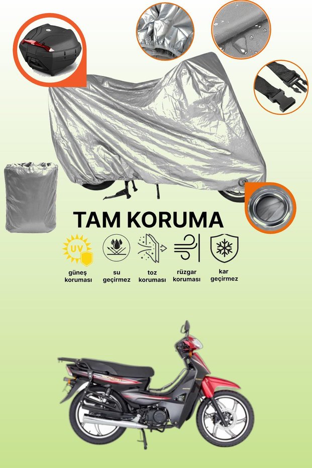 Gray Lock and Tail Bag Compatible Mondial 100 Sfc Exclusive Compatible Motorcycle Tarpaulin, Protection Cover