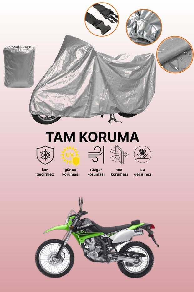 Gray Tail Bag and Lock Mismatched Kawasaki Klx 250 Compatible Motorcycle Tarpaulin