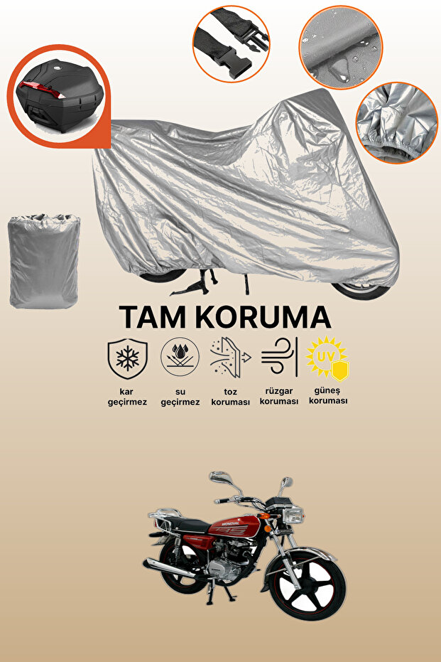 Gray Rear Bag Compatible Mondial 135 Uag Compatible Motorcycle Cover, Protective Cover