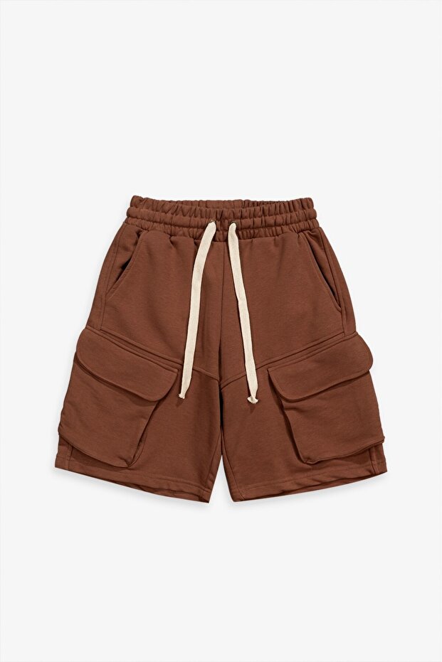 Kahve Renk Erkek Multi Pocket Kargo Şort - 5