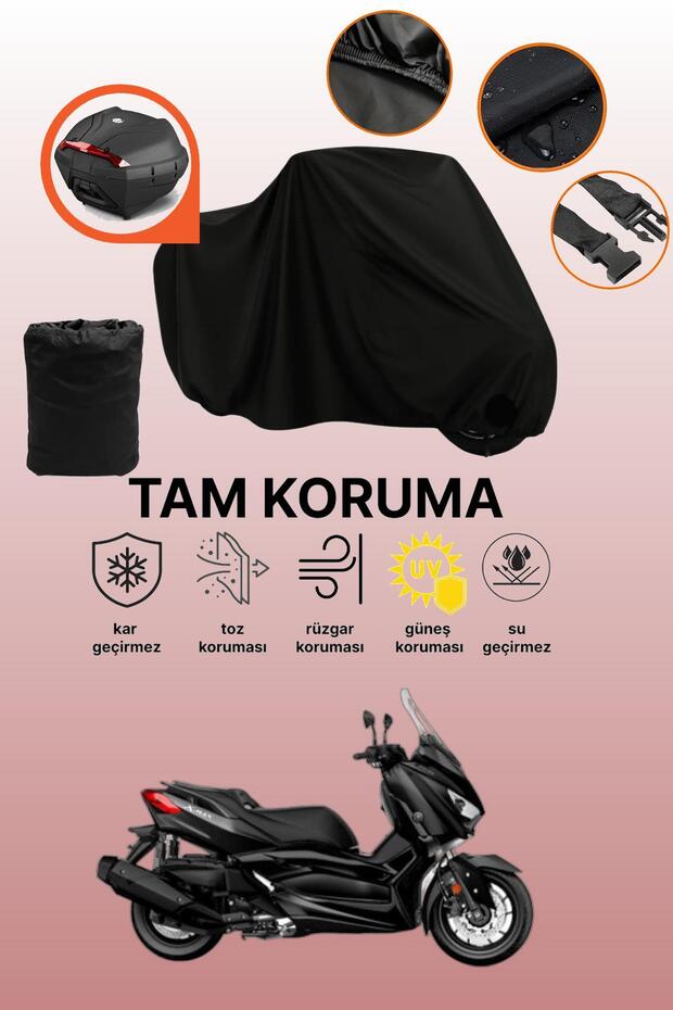 Black Rear Bag Compatible Yamaha X-Max 400 Iron Max Compatible Motorcycle Tarpaulin, Protective Cover