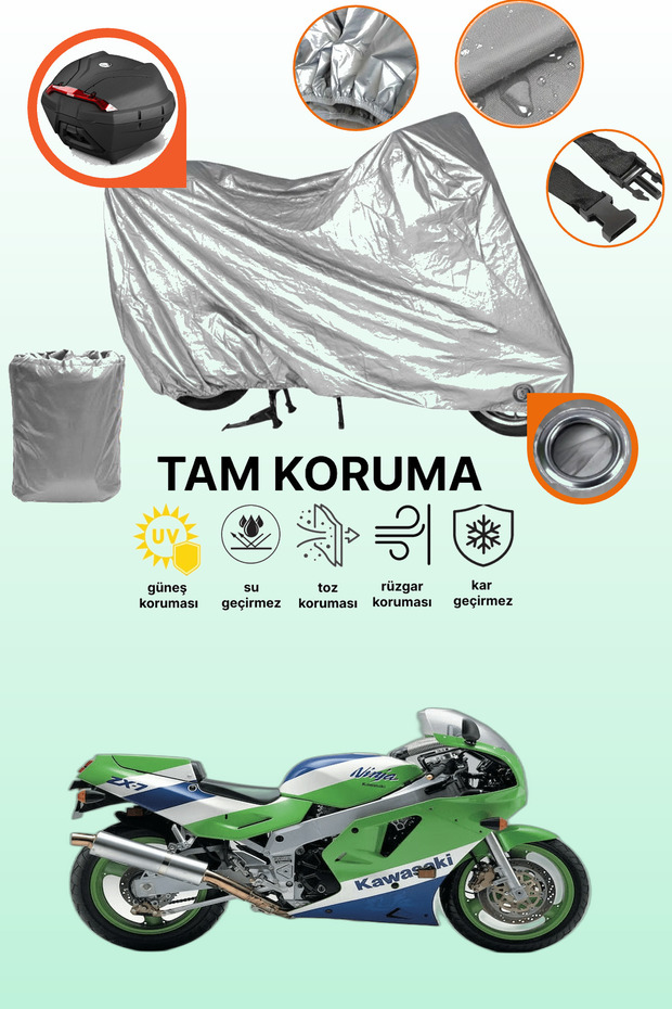Gray Tail Bag and Lock Compatible Kawasaki Zxr 750 Compatible Motorcycle Tarpaulin
