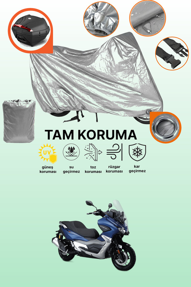Gray Lock and Tail Bag Compatible Rks Blade 350 Compatible Motorcycle Tarpaulin, Protection Cover