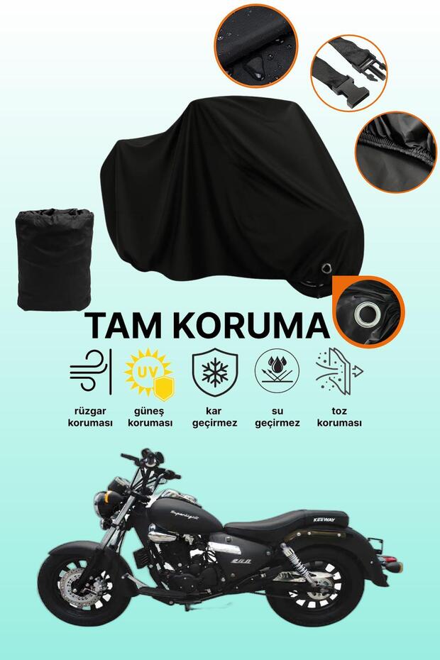 Black Lock Compatible Kuba Superlight 200 Compatible Motorcycle Tarpaulin, Protective Cover