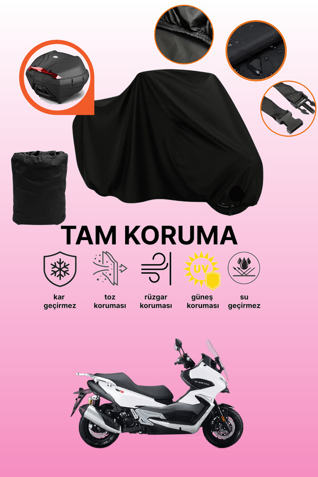 Black Rear Bag Compatible Rks Blade 250 Pro Compatible Motorcycle Tarpaulin, Protective Cover