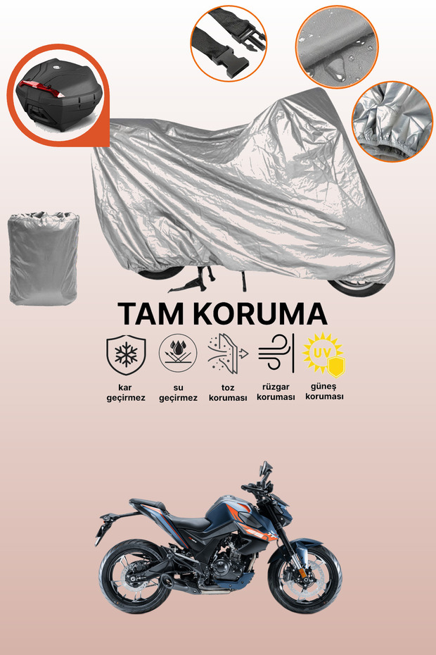 Gray Tail Bag Compatible Rks Rz 125S Compatible Motorcycle Tarpaulin, Protective Cover