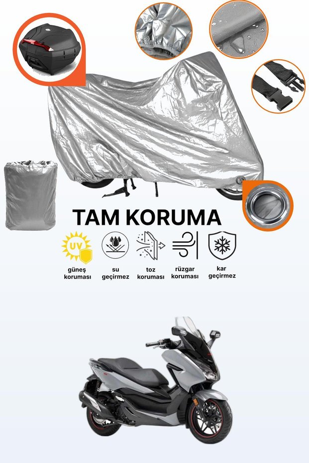 Gray Lock and Tail Bag Compatible Honda Forza 750 Compatible Motorcycle Tarpaulin, Protection Cover