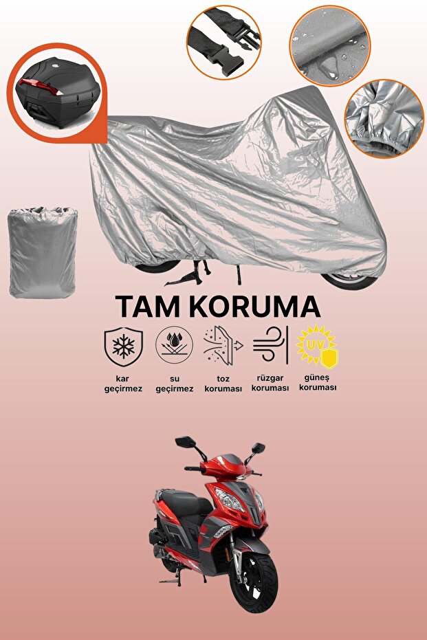Gray Rear Bag Compatible Mondial 125 Mash Compatible Motorcycle Cover, Protective Cover
