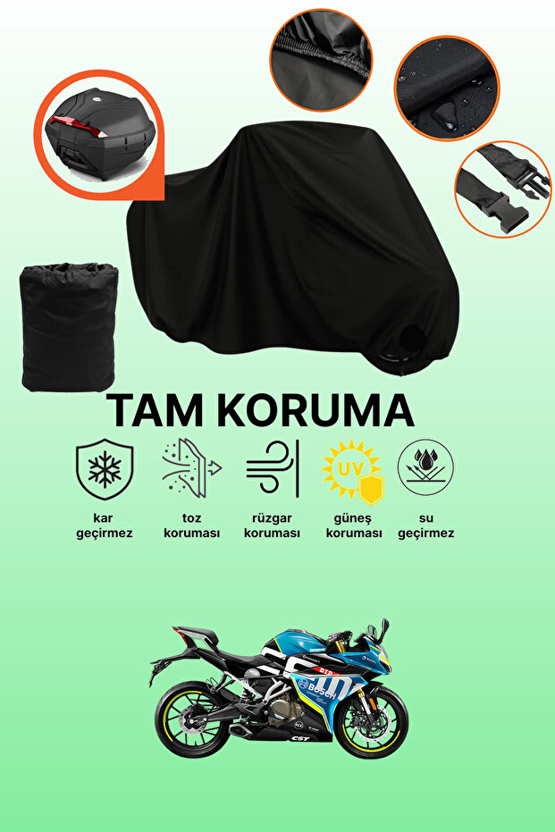Black Rear Bag Compatible Cfmoto 250Sr Compatible Motorcycle Tarpaulin, Protective Cover