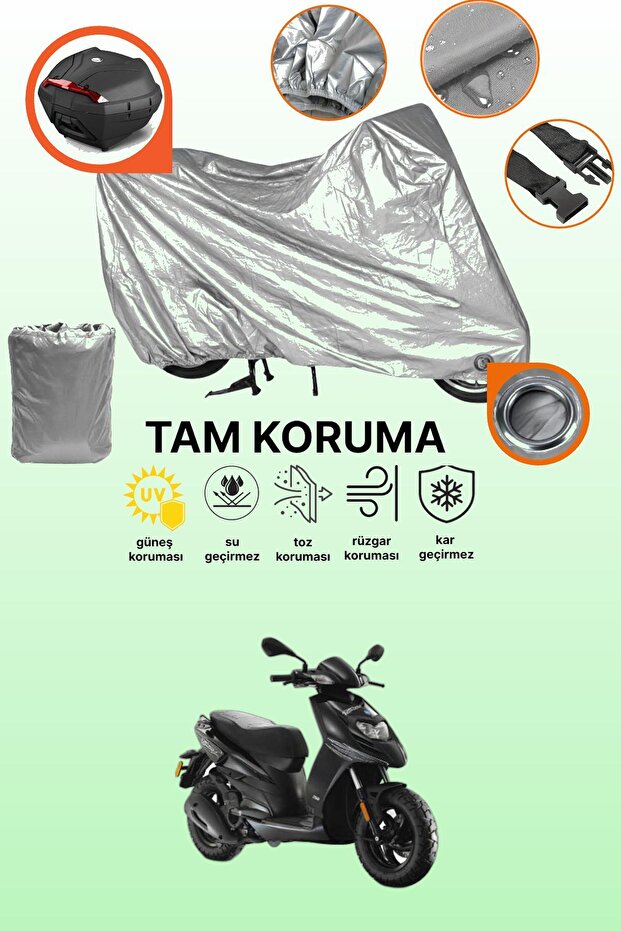 Gray Lock and Tail Bag Compatible Piaggio Typhoon 125 Compatible Motorcycle Tarpaulin, Protection Cover