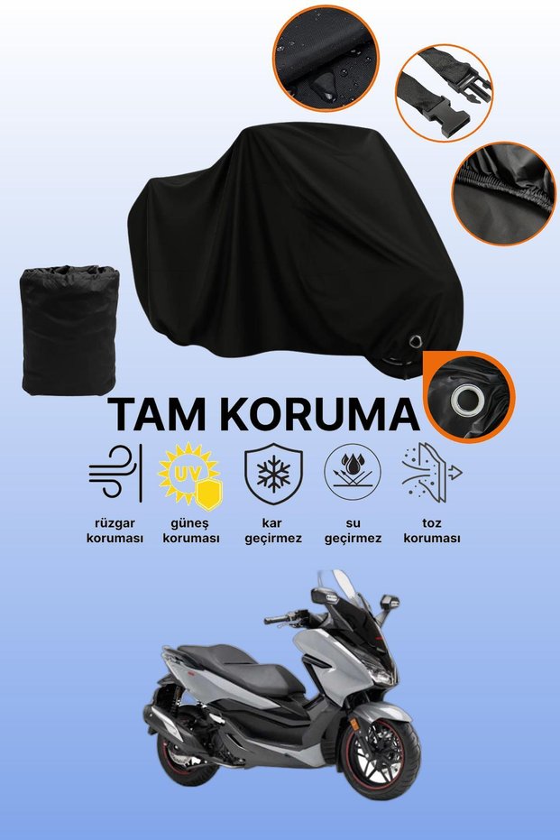 Black Lock Compatible Honda Forza 750 Compatible Motorcycle Tarpaulin, Protective Cover