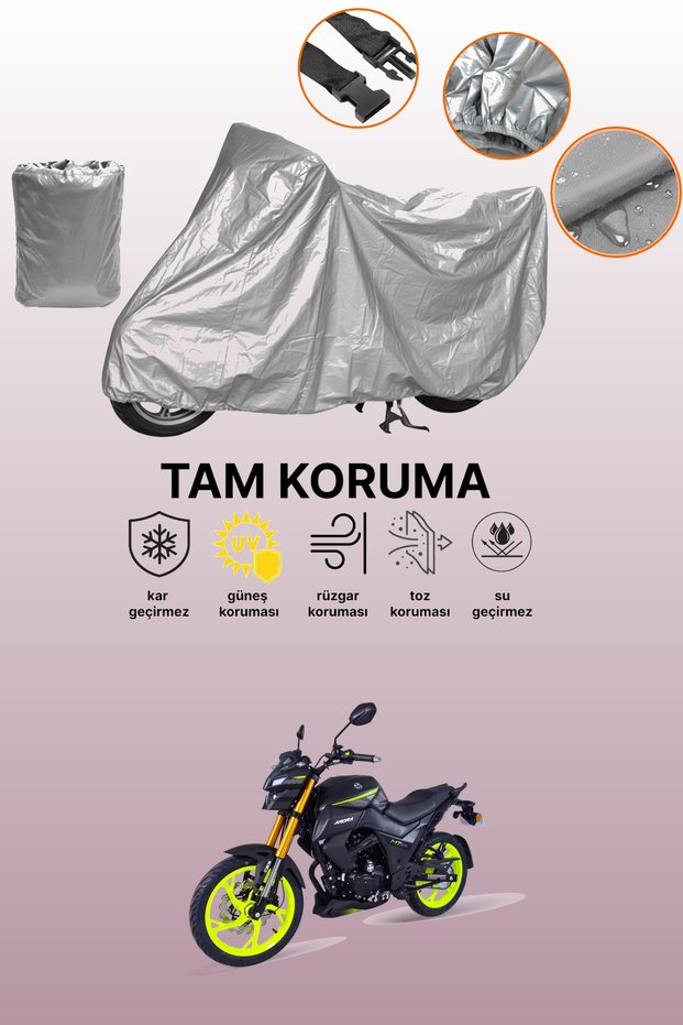 Gray Arora Mt 125 Compatible Motorcycle Cover, Protective Cover, Motorbike Cover
