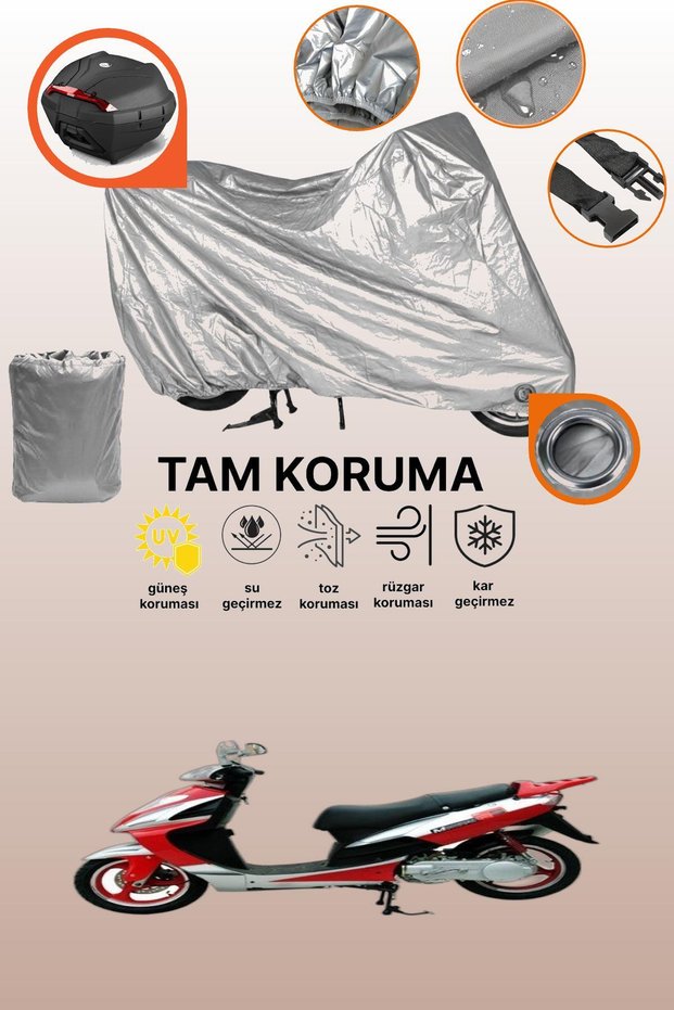 Gray Lock and Tail Bag Compatible Mondial 151 Rs Compatible Motorcycle Tarpaulin, Protection Cover