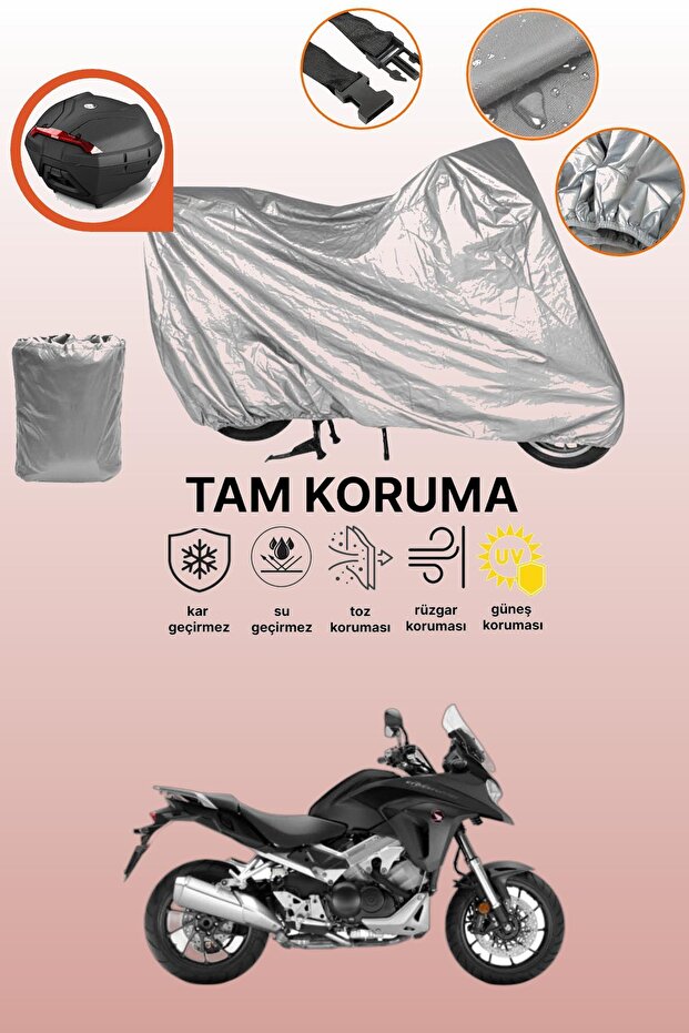 Grey Tail Bag Compatible Honda Vfr 800 X Crossrunner Compatible Motorcycle Tarpaulin, Protective Cover