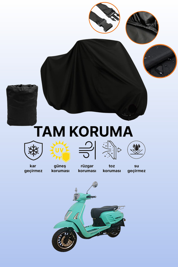 Black Apachi True 125 Compatible Motorcycle Cover, Protective Cover, Motorcycle Tarpaulin