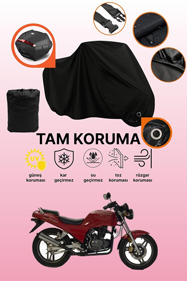 Black Lock and Tail Bag Compatible Kanuni Freedom 200 Compatible Motorcycle Tarpaulin, Protective Cover